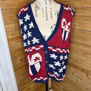 Talbots Vintage Red White and Blue Vest